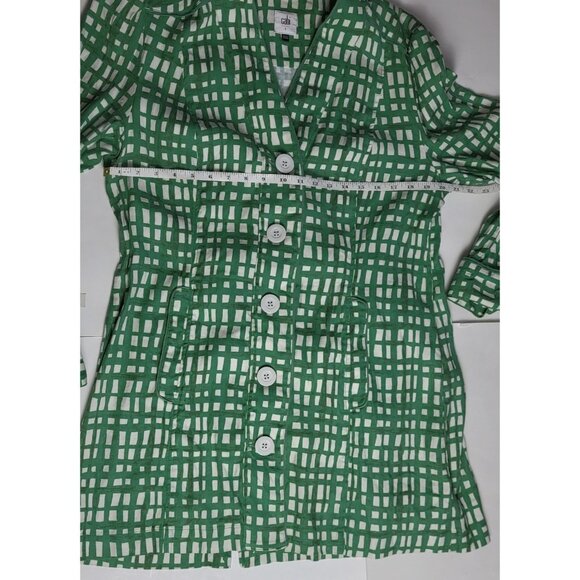 Cabi CIRCUit Green & White Linen Trench Coat Jacket or Dress Size Large - Picture 7 of 12